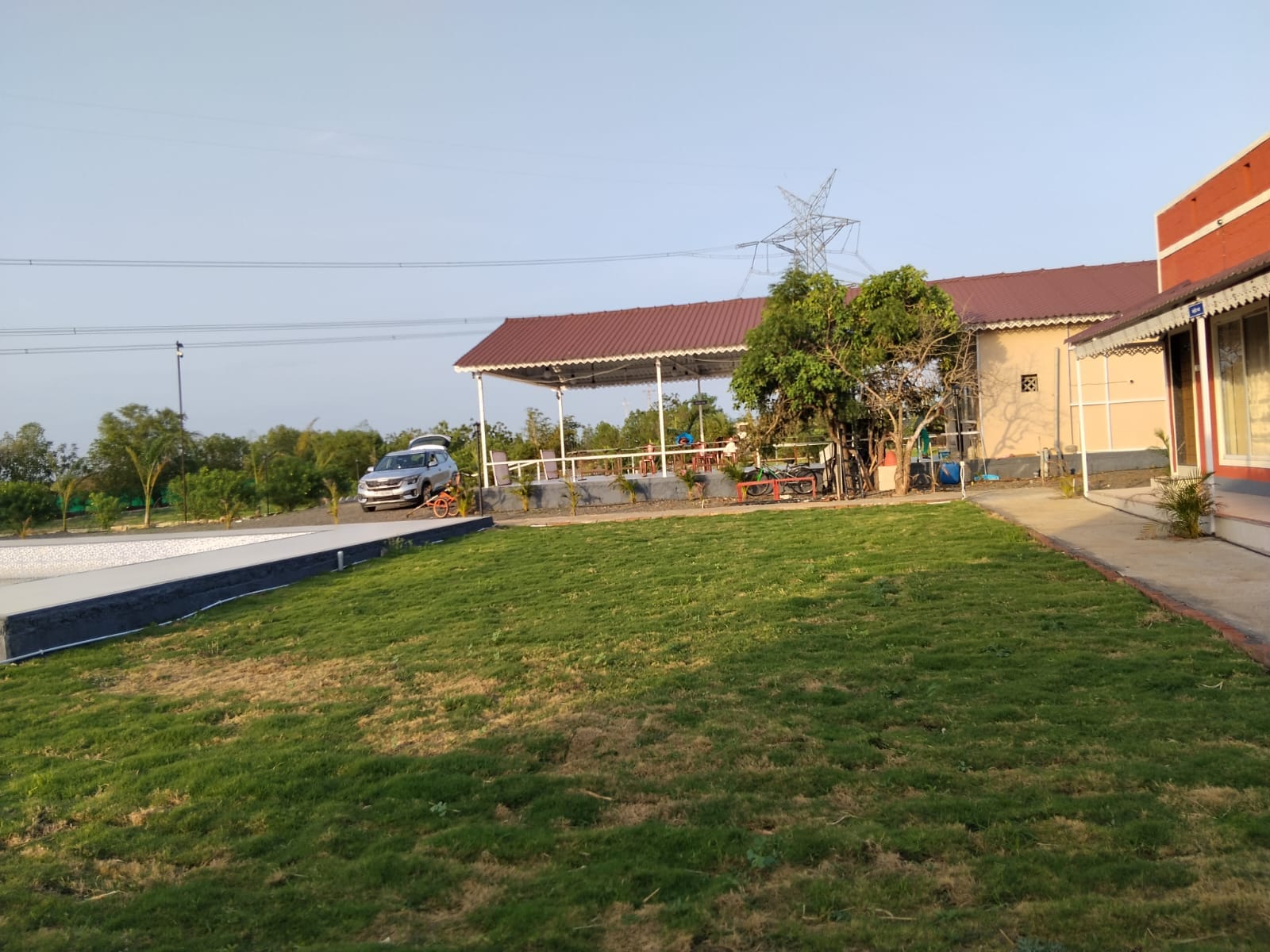 Open lawn and pavilion