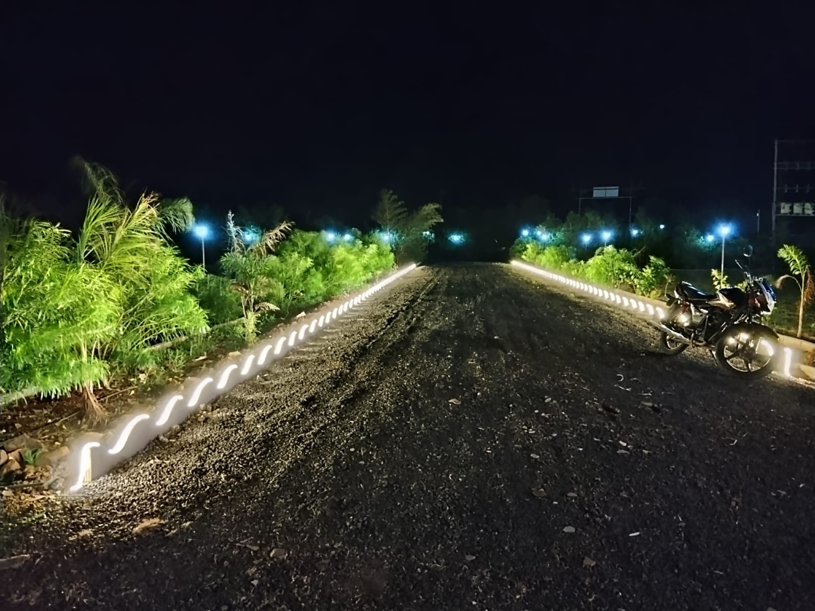 Illuminated pathway at night